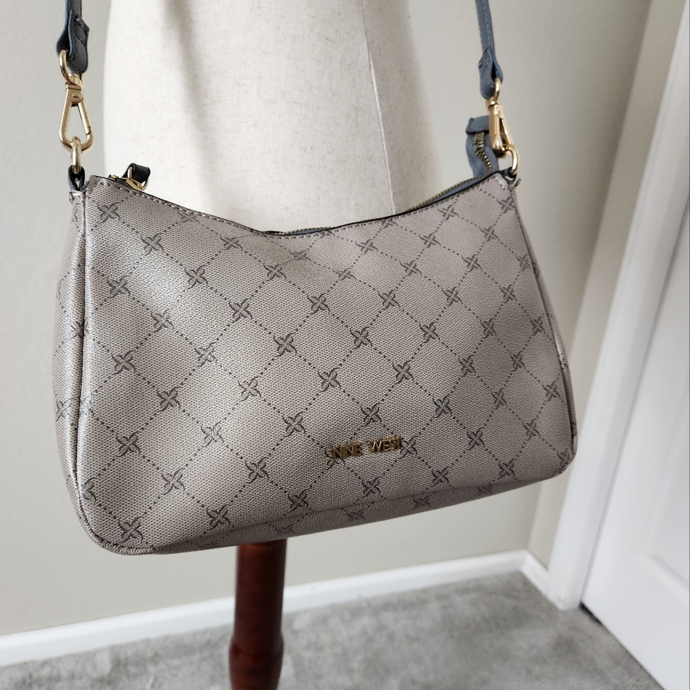 Nine West Shoulder Strap Beige Logo Bag w Interior Pocket